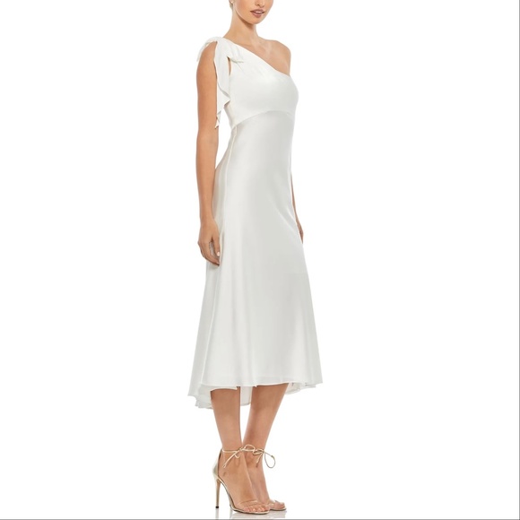 Mac Duggal 55387 One Shoulder Satin Midi Dress - Picture 10 of 12